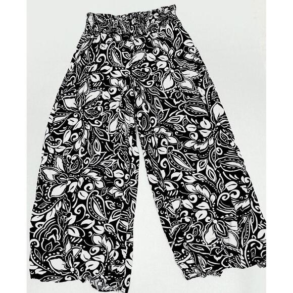 Vince Camuto Women's Wide-Leg Palazzo Pants Black and White Floral Size L - Picture 6 of 14